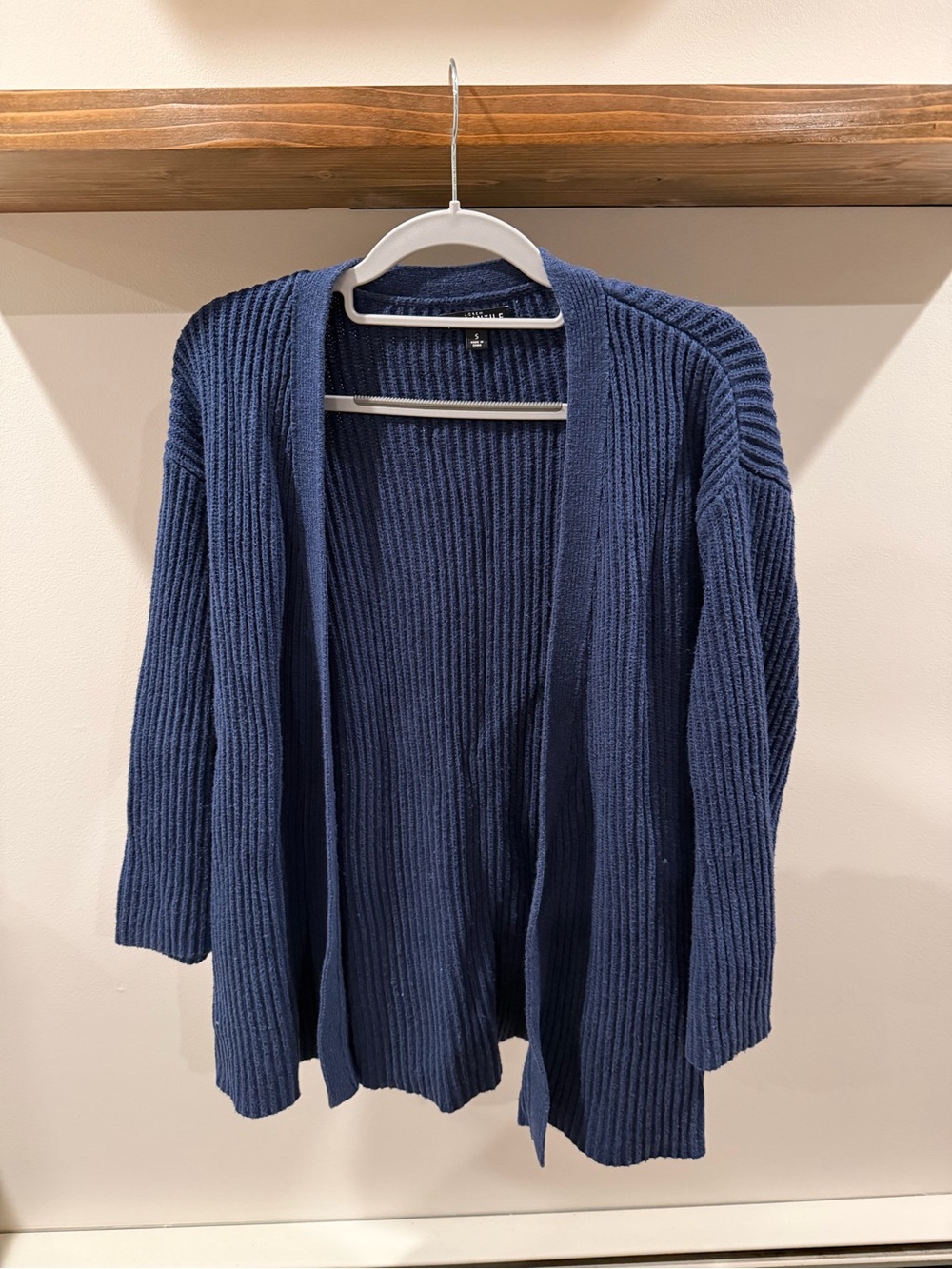 J. Crew Women's Navy Ribbed Knit Open-Front Sweater Cardigan